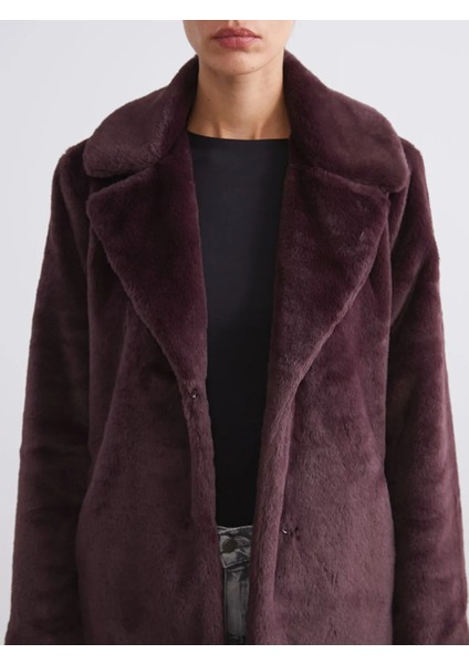 Lcw Vision Bordo Ceket Yaka Kadın Kürk Kaban modelleri