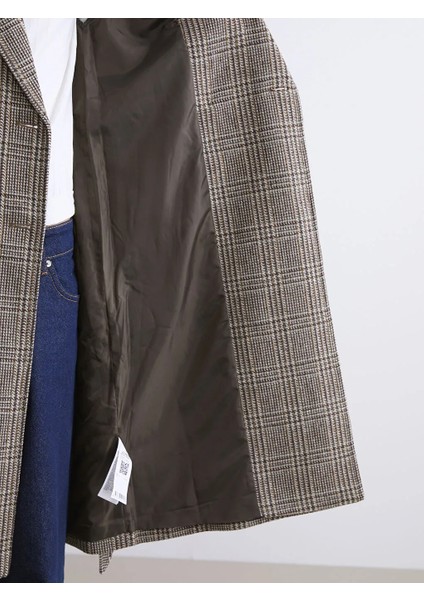 Lcw Vision Kahverengi Kruvaze Yaka Desenli Kadın Kaşe Kaban fırsatları