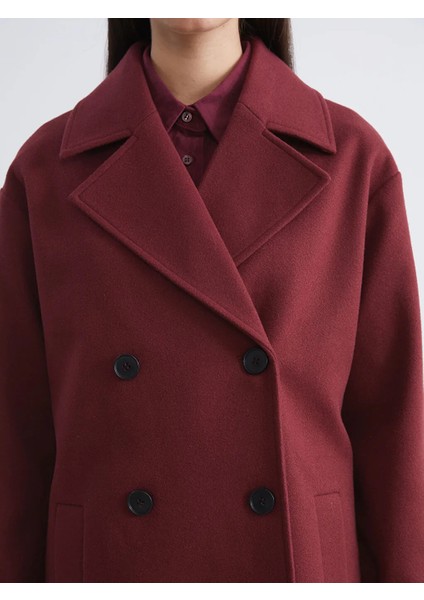 Lcw Modest Bordo Ceket Yaka Kadın Kaşe Kaban modelleri