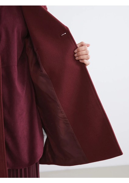 Lcw Modest Bordo Ceket Yaka Kadın Kaşe Kaban fırsatları