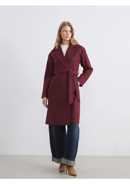 Lcw Vision Bordo Kruvaze Yaka Kadın Kaşe Kaban fiyatları