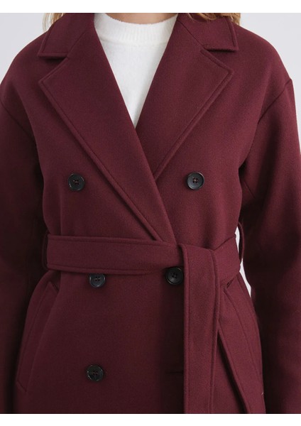 Lcw Vision Bordo Kruvaze Yaka Kadın Kaşe Kaban modelleri