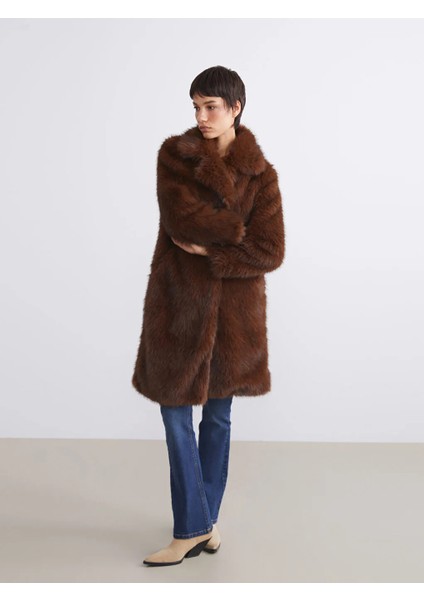 Lcw Vision Kahverengi Ceket Yaka Kadın Kürk Kaban fiyatları