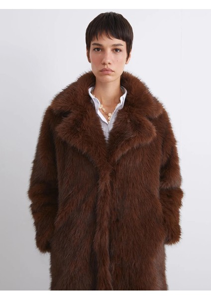 Lcw Vision Kahverengi Ceket Yaka Kadın Kürk Kaban modelleri