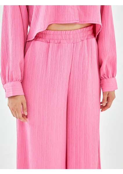 Yeni Sezon Beli Lastikli Dokulu Kadın Pantolon modelleri