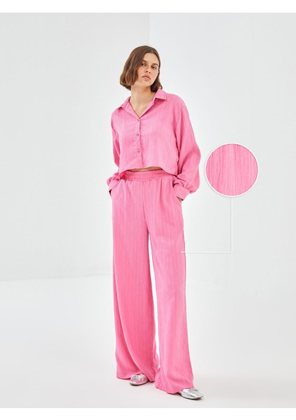 Yeni Sezon Beli Lastikli Dokulu Kadın Pantolon