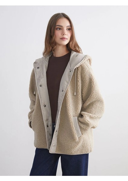 Lcw Modest Kahverengi Kapüşonlu Oversize Kadın Teddy Kaban