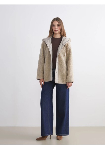 Lcw Modest Kahverengi Kapüşonlu Oversize Kadın Teddy Kaban fiyatları