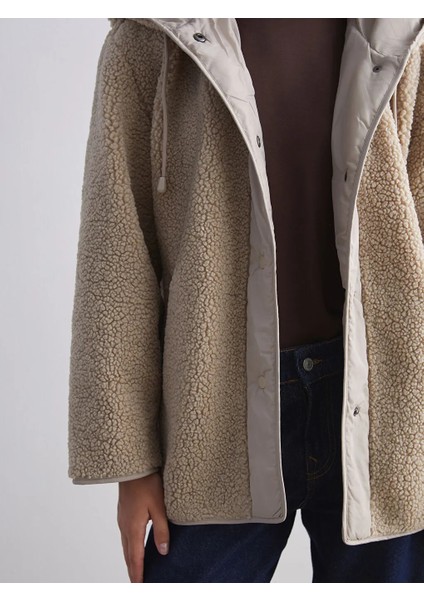 Lcw Modest Kahverengi Kapüşonlu Oversize Kadın Teddy Kaban modelleri