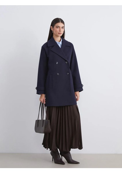 Lcw Modest Lacivert Ceket Yaka Kadın Kaşe Kaban fiyatları