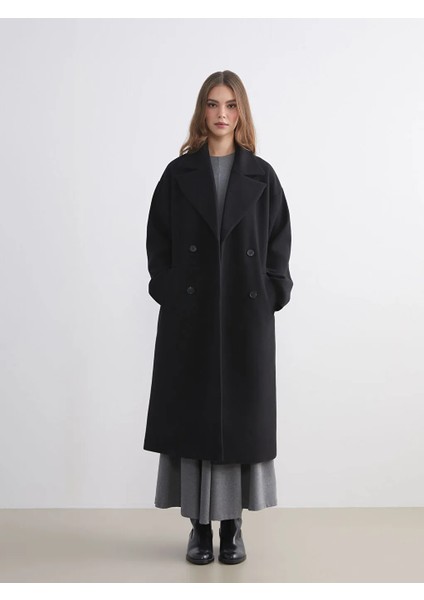 Lcw Modest Siyah Ceket Yaka Kadın Kaşe Kaban fiyatları