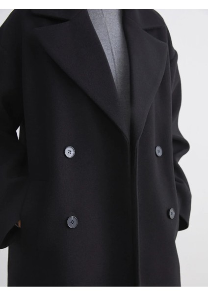 Lcw Modest Siyah Ceket Yaka Kadın Kaşe Kaban modelleri