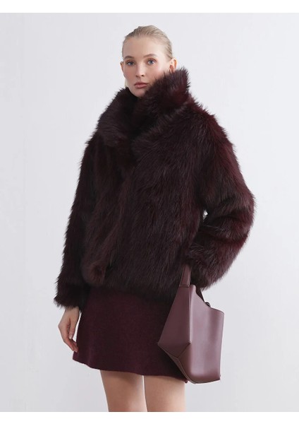 Lcwaıkıkı Classic Mürdüm Ceket Yaka Kadın Kürk Kaban fiyatları