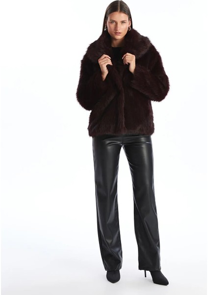 Lcwaıkıkı Classic Mürdüm Ceket Yaka Kadın Kürk Kaban fırsatları