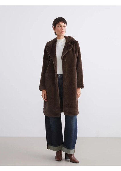 Lcw Vision Kahverengi Ceket Yaka Kadın Kürk Kaban