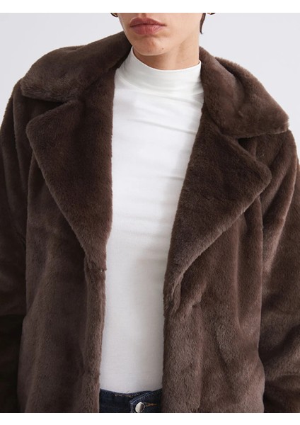 Lcw Vision Kahverengi Ceket Yaka Kadın Kürk Kaban modelleri