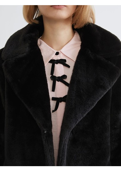 Lcw Vision Siyah Ceket Yaka Kadın Kürk Kaban modelleri