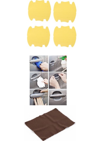 Araba Kapı Kolu Koruyucu ve Mendil 5 Parça + Araç Ön Cam Güneşliği 150X70 cm Siyah - 2li Set V6Q3L4 fırsatları