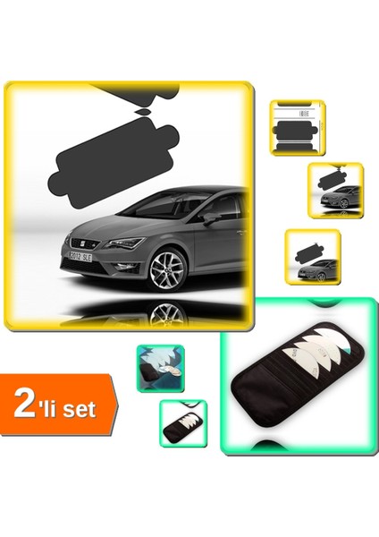 Araç Ön Cam Güneşliği 150X70 cm Siyah + Oto Güneşlik Uyumlu CD Organizeri - 2li Set Z9G6S1