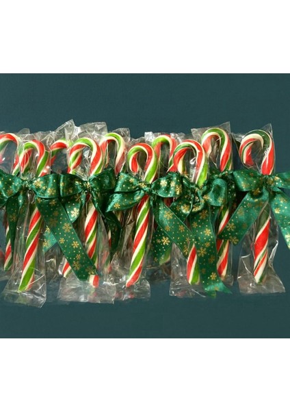 20 Yılbaşı Baston Şeker Yeşil Kırmızı Beyaz Hediyelik Paketli modelleri