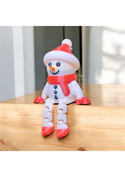 🎄 Sallanan Bacaklı Mini Kardan Adam – Yılbaşı Dekor Figürü | Kabuk Factory Tasarımı