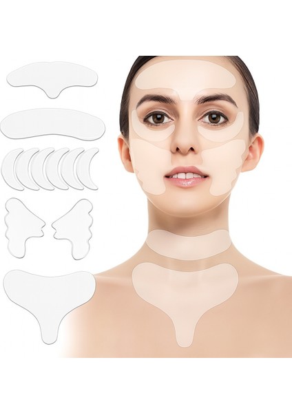11 Adet Silikon Kırışıklık Düzleştirici, Tekrar Kullanılabilir Silikon, Kırışıklık Düzleştirici Yama Alın Göz Yüz ve Cilt Bakım