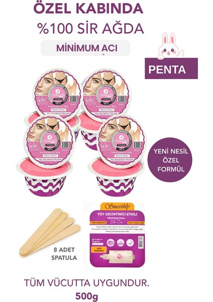 1kg Pudralı Kalıp Soyulabilen Ağda (Penta), Spatula, Ağda Temizleyici Losyon Seti
