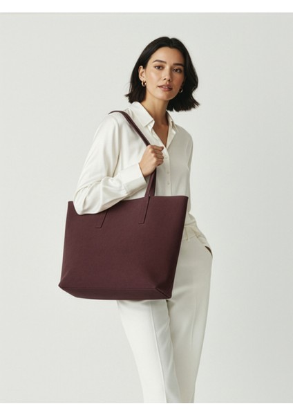 Lune Kadın Nubuk Su Geçirmez Büyük Boy Geniş Hacimli El ve Omuz Çantası Bordo modelleri