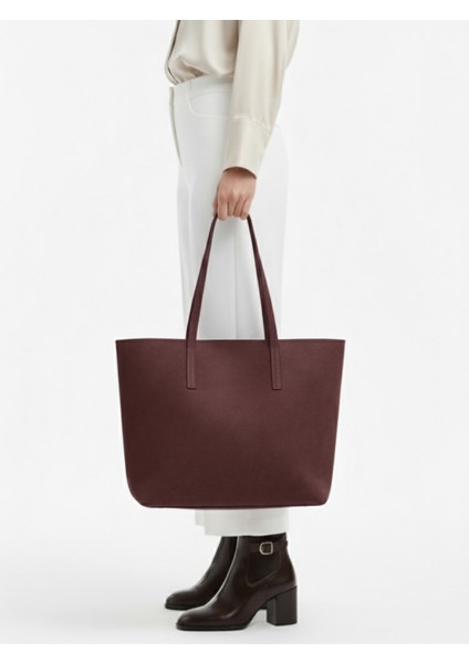 Lune Kadın Nubuk Su Geçirmez Büyük Boy Geniş Hacimli El ve Omuz Çantası Bordo fırsatları