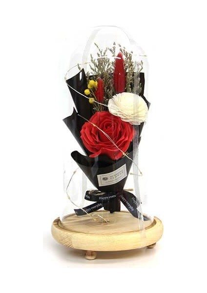 Fanus Gül 28/14CM Cam Fanus LED Işıklı Hediyelik fırsatları