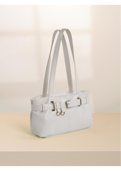 Beyaz Kadın Vintage Günlük ve Ofis Çantası – Kemer Tokalı El ve Kol Modeli fiyatları