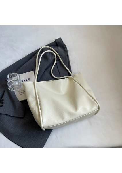 Krem Kadın Günlük El ve Omuz Çantası – Roney Sade Model Büyük Boy fiyatları