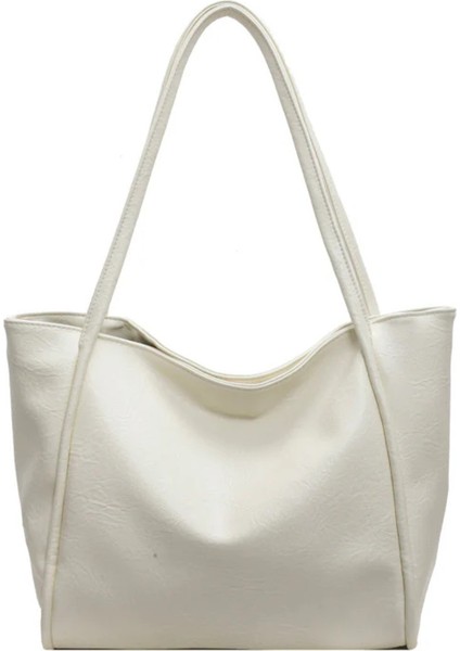 Krem Kadın Günlük El ve Omuz Çantası – Roney Sade Model Büyük Boy modelleri