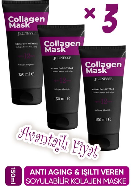 Soyulabilir Kolajen Yüz Maskesi 150 ml x 3 Adet