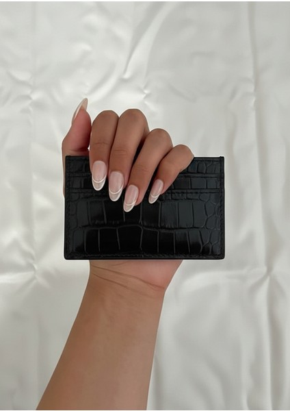 Siyah Deri Görünümlü Kartlık Cüzdan