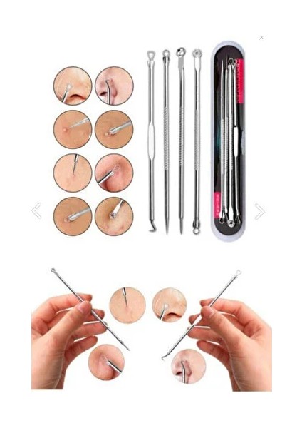 3'lü Bakım Seti; Yüz Temizleme Fırçası + 4'lü Gümüş Komedon + Maske Sürme Aparatı modelleri