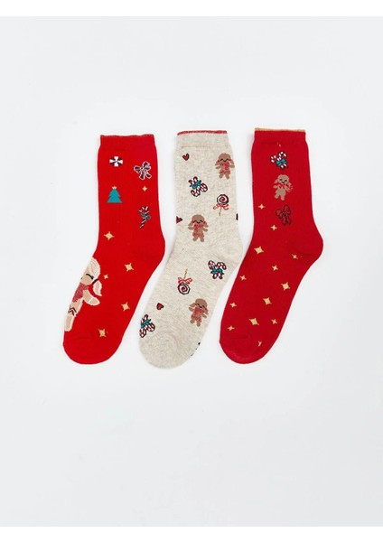 Yılbaşı Temalı Kız Çocuk Soket Çorap 3'lü (W5)