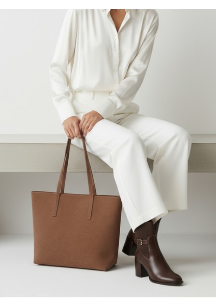 Lune Kadın Nubuk Su Geçirmez Büyük Boy Geniş Hacimli El ve Omuz Çantası Taba fiyatları