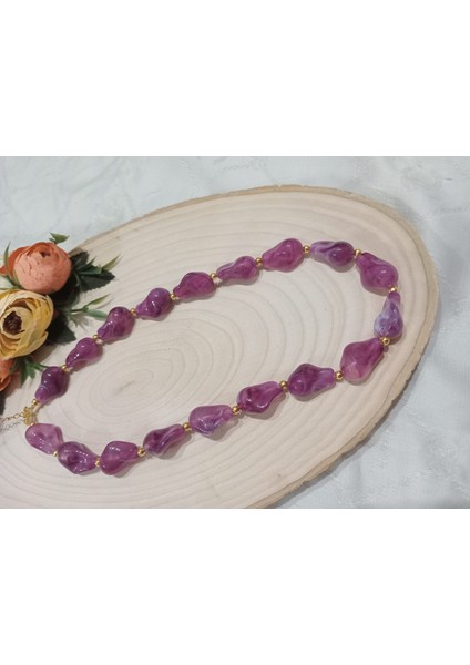 Mor Kaya Modeli Kolye