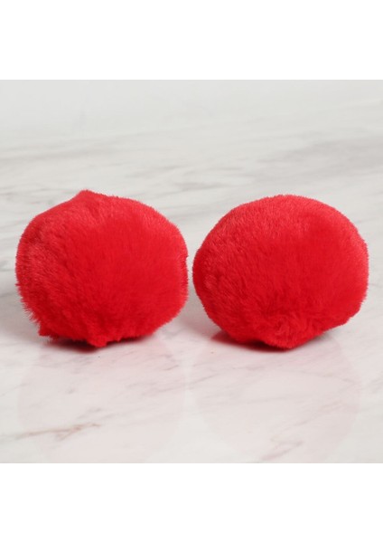 1 Çift Ayakkabı Ponponu Kırmızı