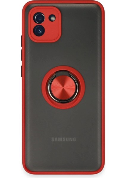 Samsung Galaxy A03 Kılıf Montreal Yüzüklü Silikon Kapak - Kırmızı