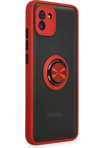 Samsung Galaxy A03 Kılıf Montreal Yüzüklü Silikon Kapak - Kırmızı fiyatları