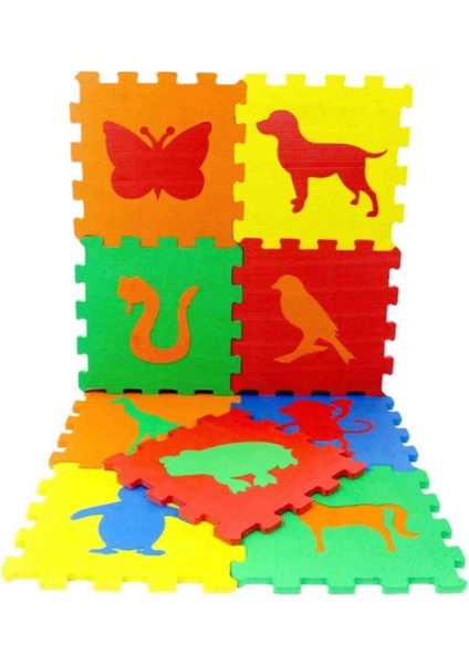 9 Parça Büyük Boy Hayvan Desenli Eva Oyun Karosu Yer Matı Puzzle