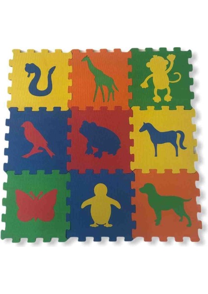 9 Parça Büyük Boy Hayvan Desenli Eva Oyun Karosu Yer Matı Puzzle fiyatları