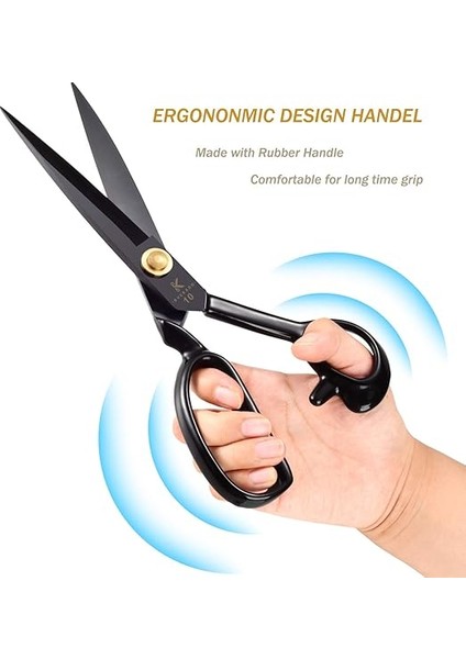 Kumaş Makas 25.5cm - Kumaş Giyim Deri Sağ Elle Siyah Kesim Için Terzi Makas indirimleri