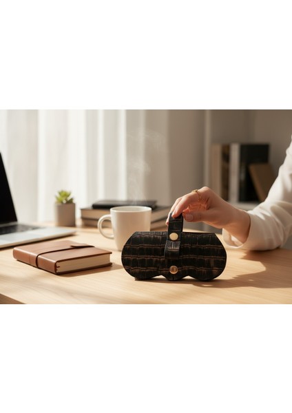 %100 Hakiki Deri Askılı Gözlük Kılıfı Çanta Charmı modelleri