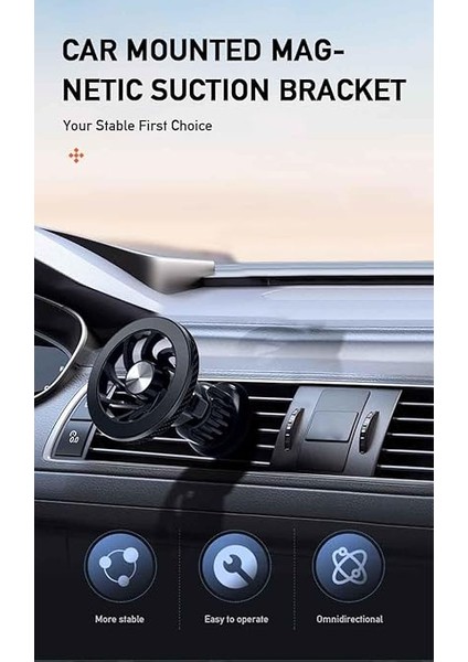 Mıknatıslı Araç Içi Telefon Tutucu Havalandırma Montaj Telefonu 360 Derece Döndürebilir Fonksiyonel Kullanım ve Kurulumu Kolay Cep Telefonu Tutucu ML216 modelleri