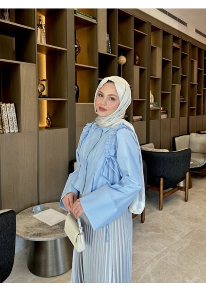 Fırfırlı Etek Üstü Gömlek M8966 - Bebe Mavisi