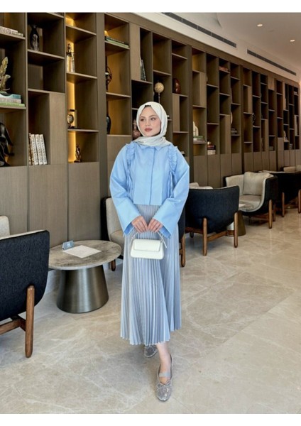 Fırfırlı Etek Üstü Gömlek M8966 - Bebe Mavisi fiyatları