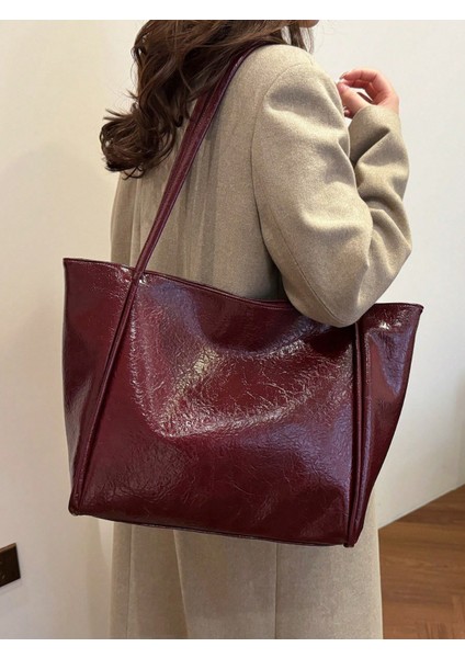 Bordo Kadın Günlük El ve Omuz Çantası – Roney Sade Model Büyük Boy